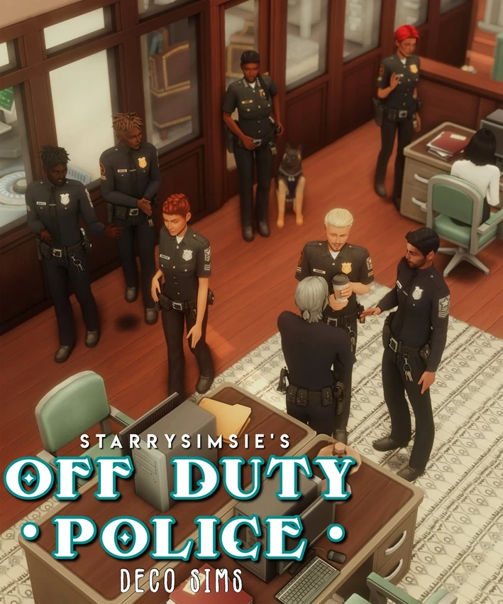 Off Duty Police Officers Deco Sims by StarrySimsie – Sims 4 CC police decor sims