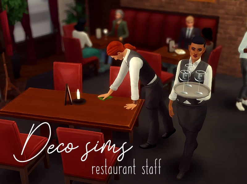 Restaurant Staff Deco Sims by someone elsa – Sims 4 CC restaurant decor sims