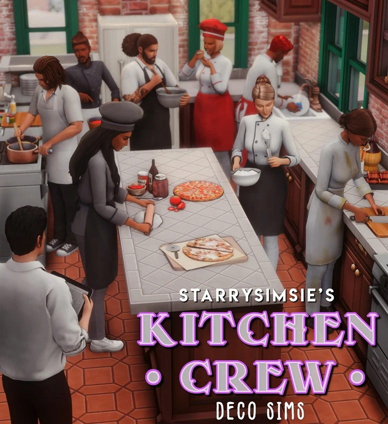 Kitchen Crew Deco Sims by StarrySimsie – Sims 4 CC kitchen staff decor sims