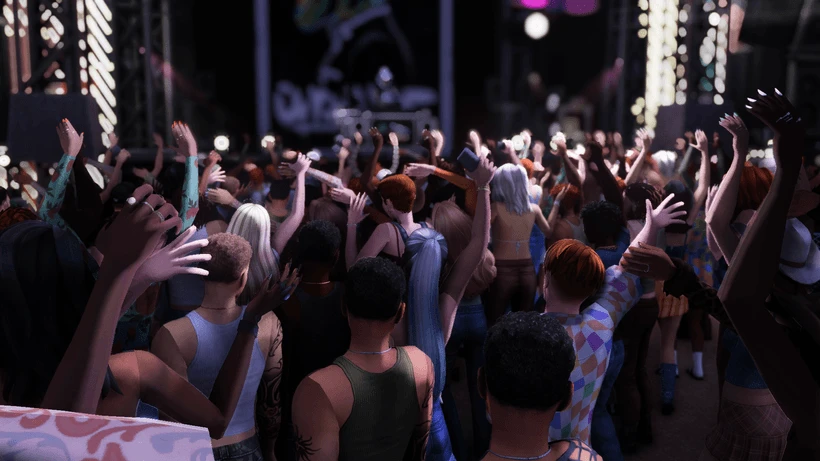 Concert Set Animated Deco Sims by Cherisi – Sims 4 CC concert crowd decor sims