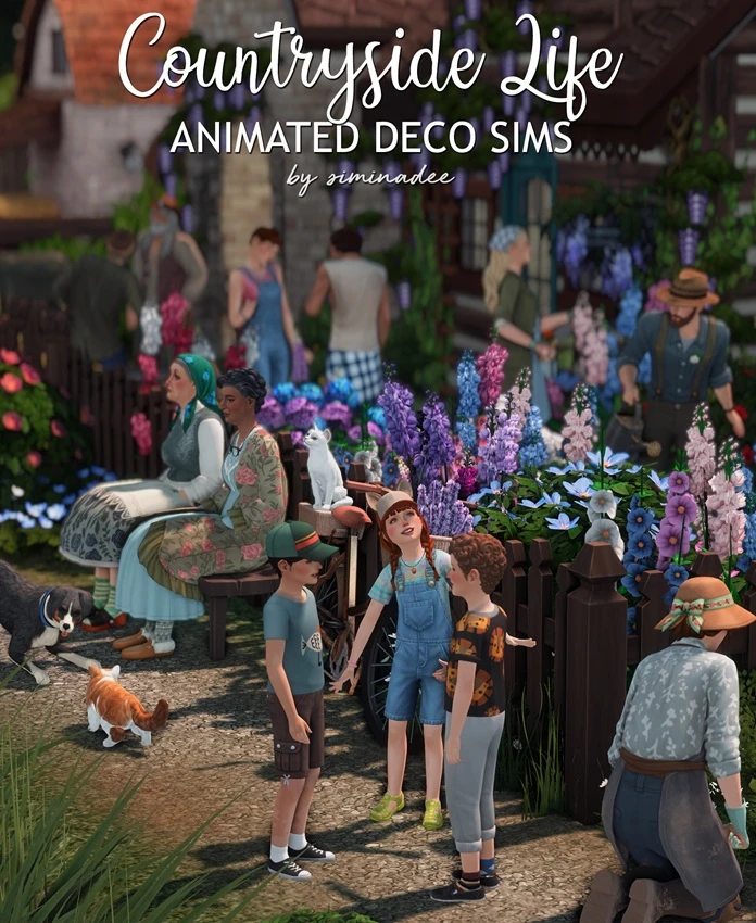 Animated Deco Sims Countryside Life by siminadee – Sims 4 CC countryside decor sims