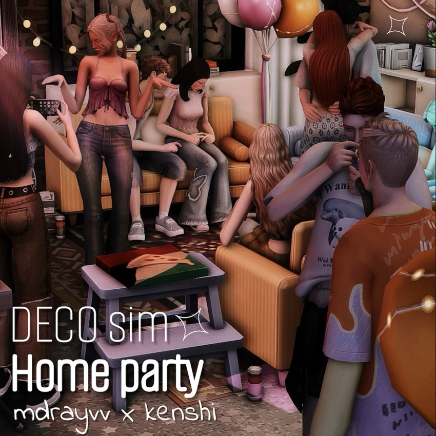 Home Party Deco Sims by MDRAYVV x KENSHI – Sims 4 CC house party decor sims