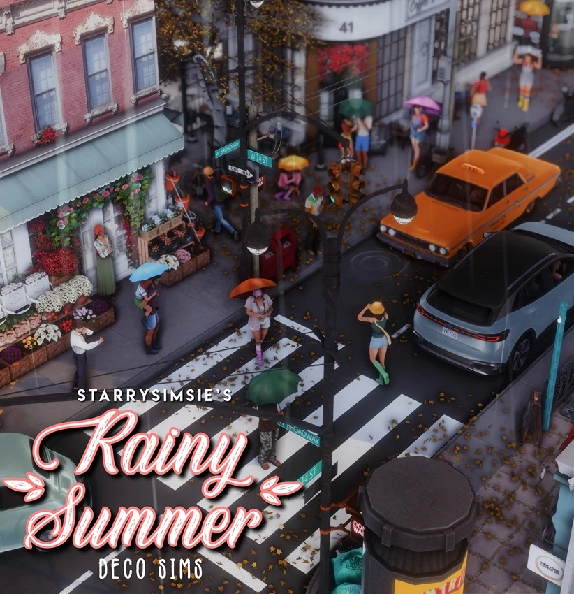 Rainy Summer Deco Sims by StarrySimsie – Sims 4 CC rainy day decor sims