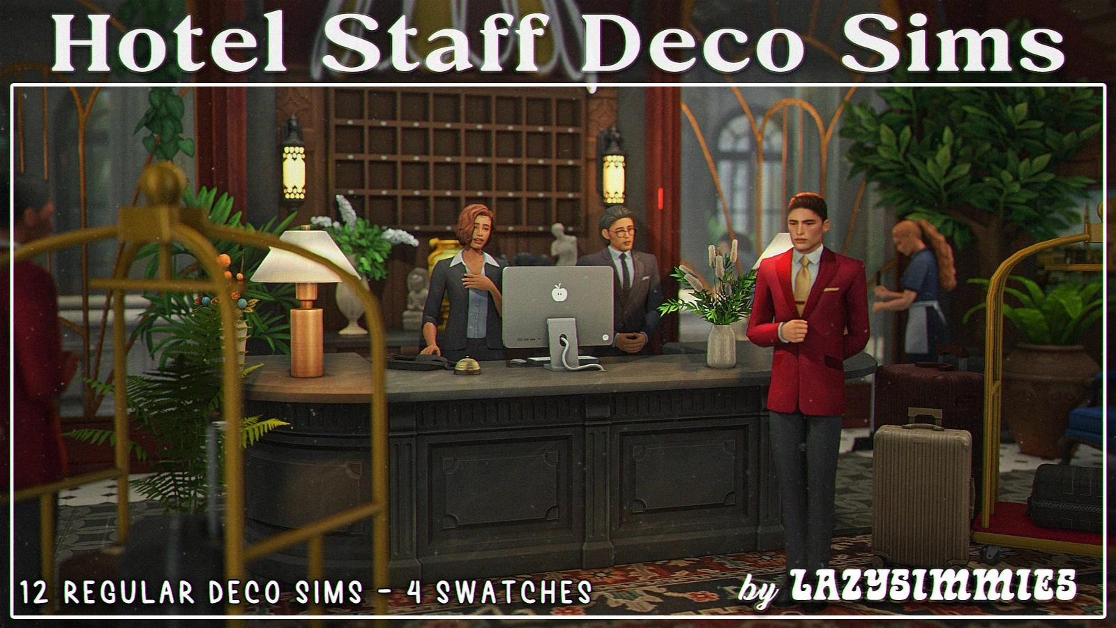 Hotel Staff Deco Sims by lazysimmies – Sims 4 CC hotel staff decor sims