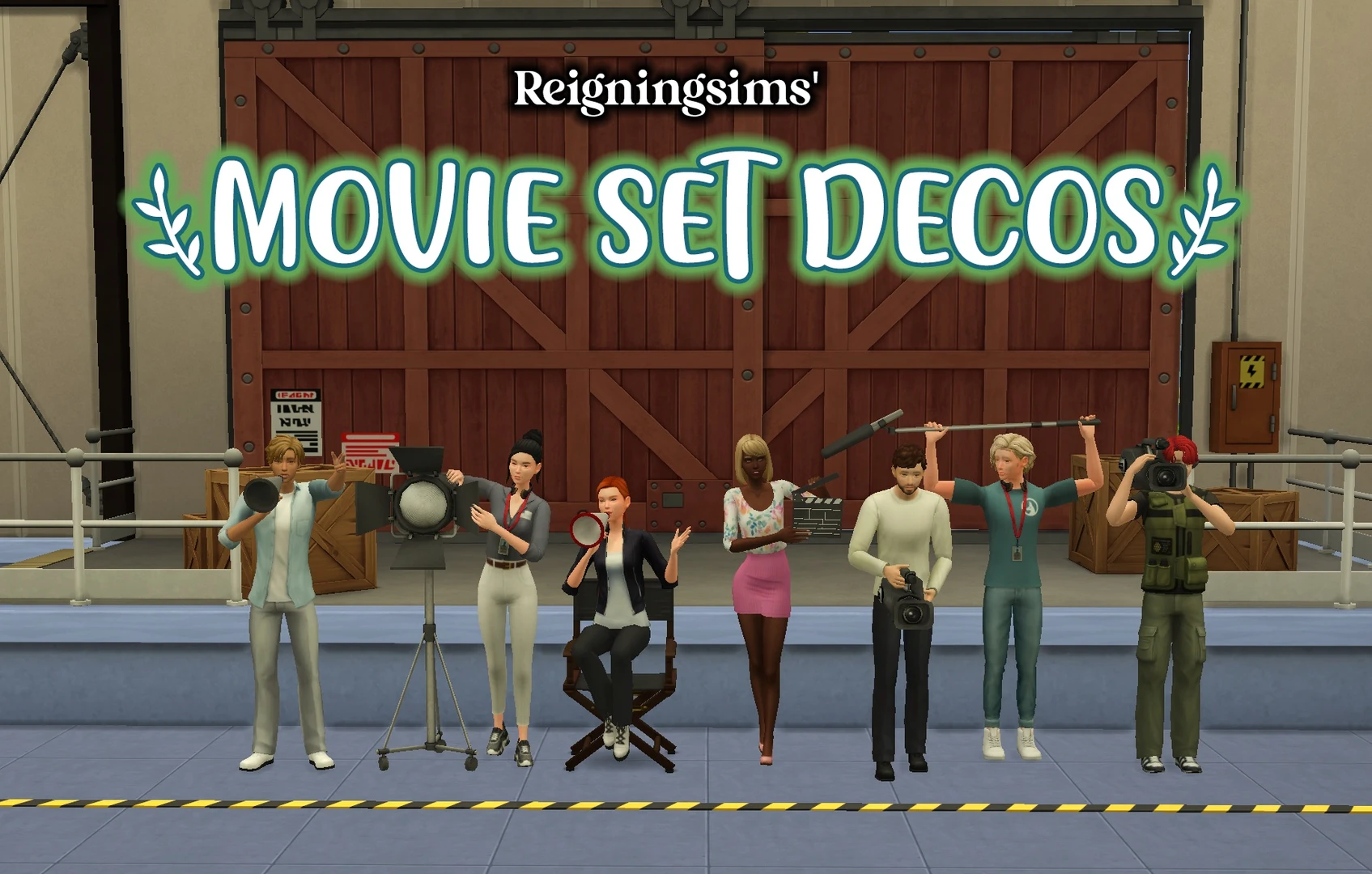 Movie Set Deco Sims by Reigningsims – Sims 4 CC film crew and actors decor