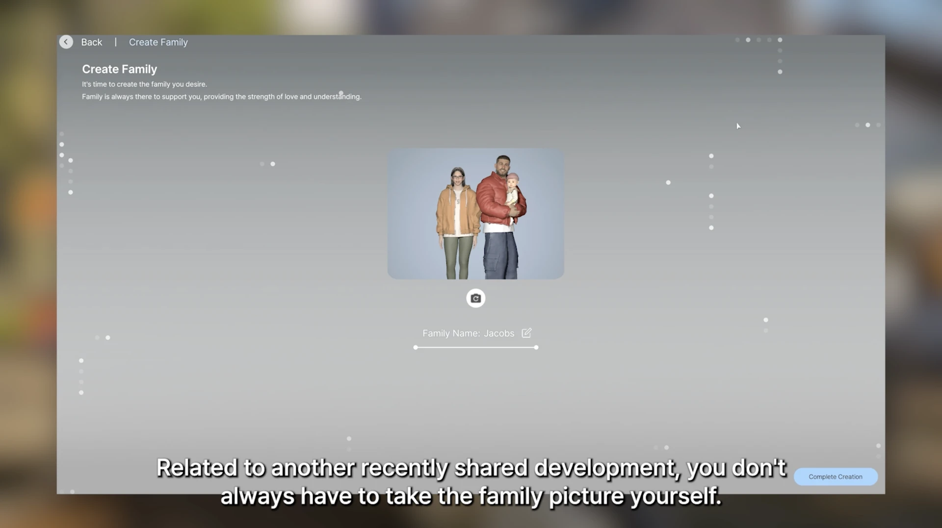 Automatic family portrait generator in Create‑A‑Zoi, part of the InZOI update