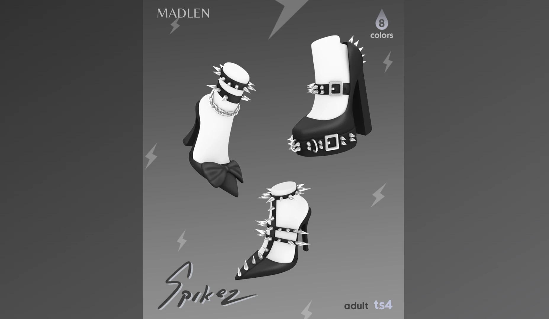 Spikez Set – набор обуви с шипами от Madlen для The Sims 4, альтернатива коллекции Stiletto Slice