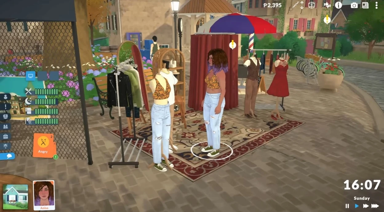 Oddities shop at the Paralives market: browsing unusual decor and rare household items