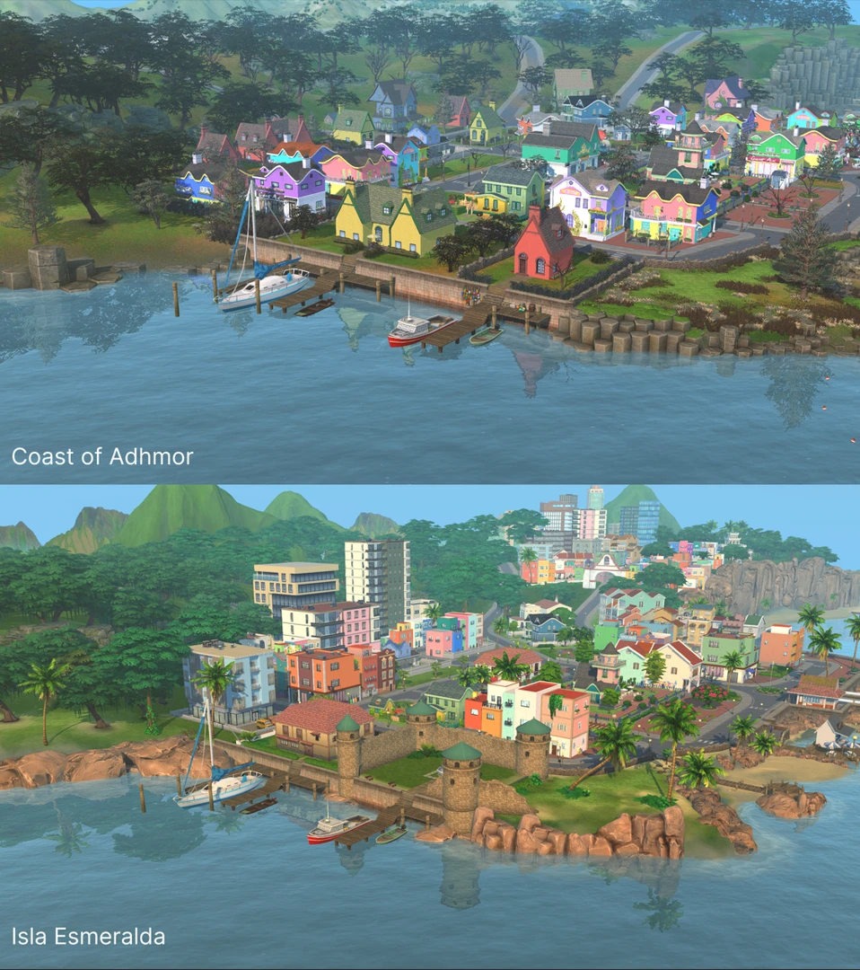 Coastal landscape comparison: natural rocks and new sand beach in Isla Esmeralda