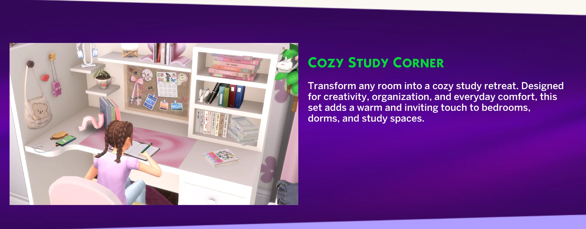 Compact corner desk with shelves from HYDRA's Cozy Study Corner set