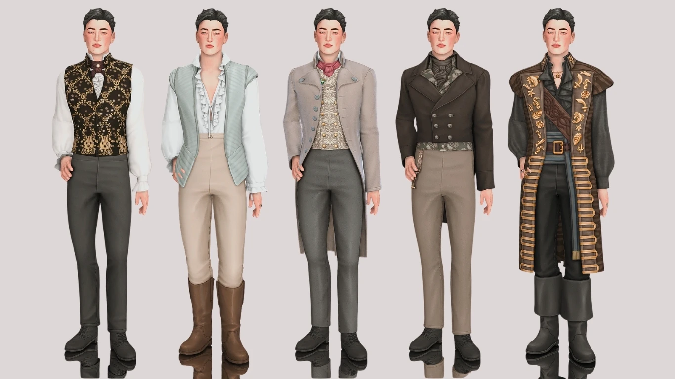 Костюмы из комплекта The Sims 4 «Наряды для бала-маскарада»: фраки и формальные образы для маскулинных фигур