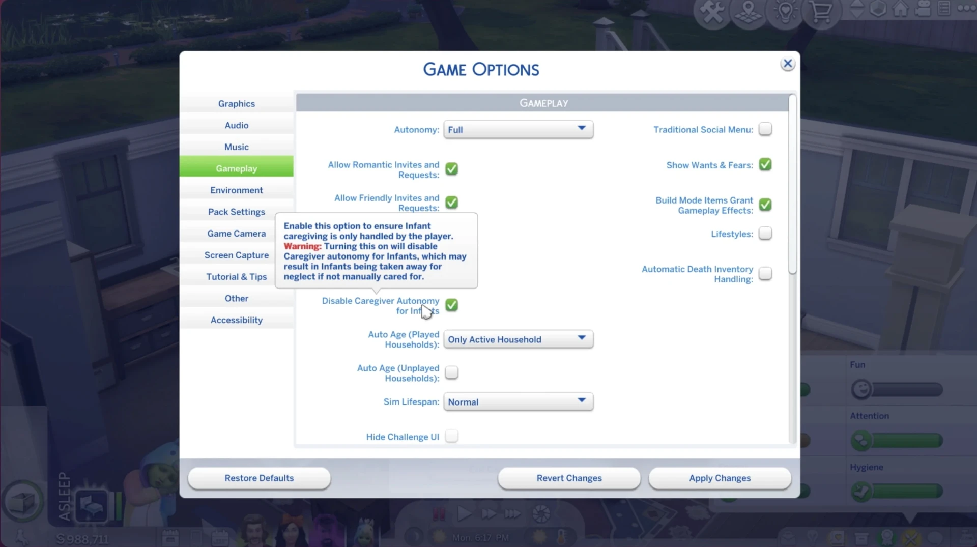 Новая настройка The Sims 4: «Отключить самостоятельный уход за младенцами» в параметрах игры
