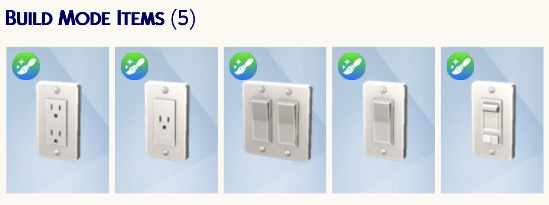 North American Power Set by SixamCC — switches and outlets shown in 10 color swatches (screenshot)