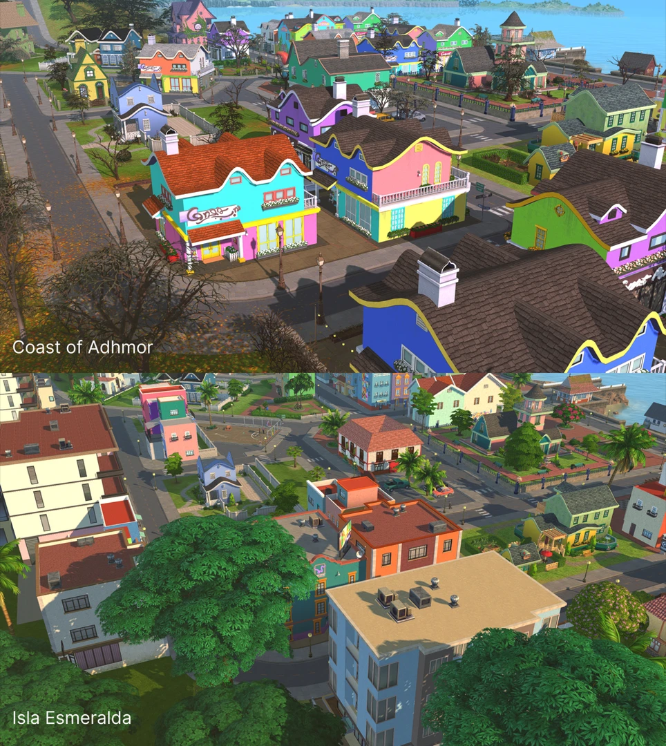 Motel in Isla Esmeralda partially hidden behind a tree (WooHoo rental location)