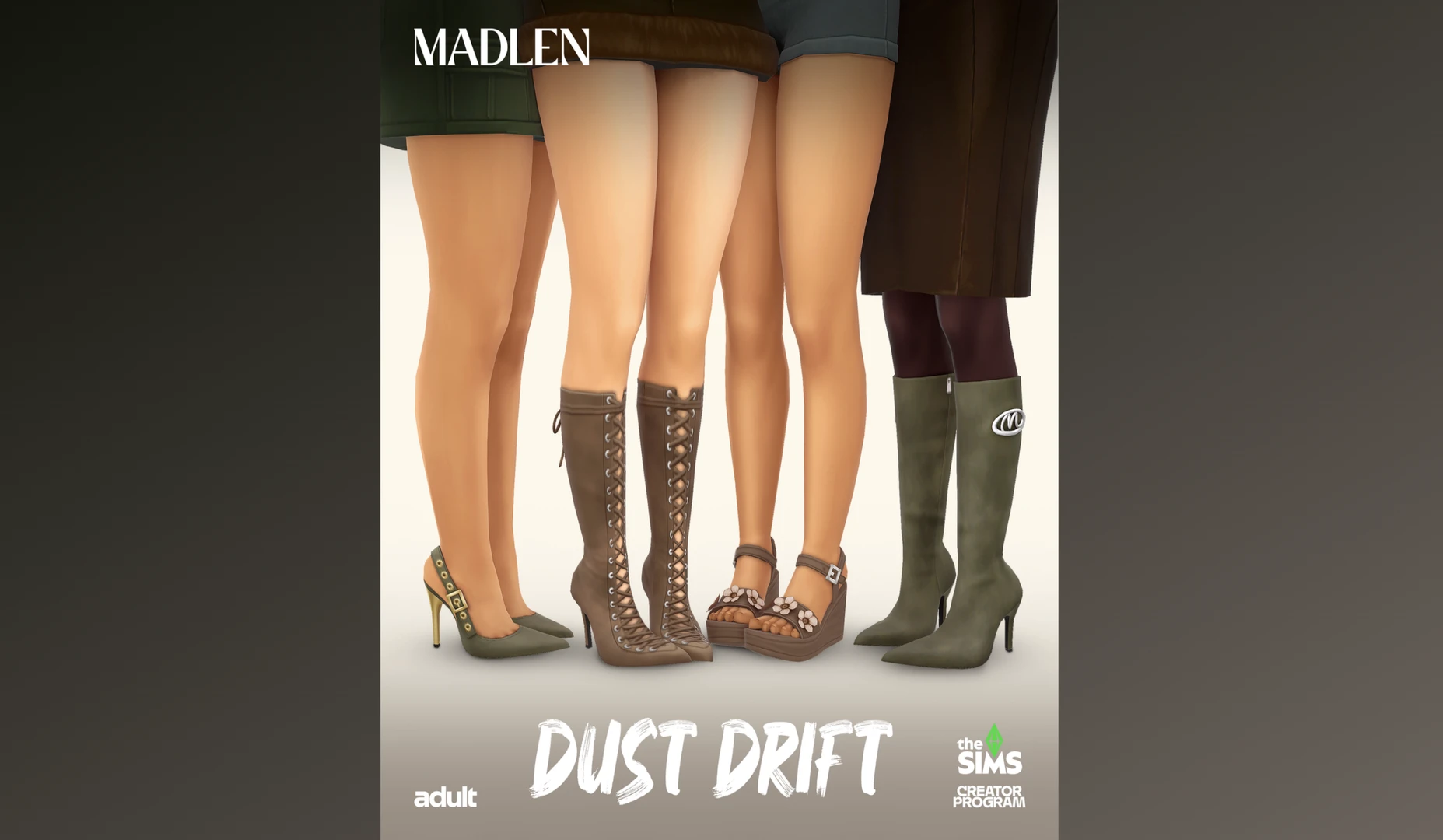 Dust Drift – бесплатный набор женской обуви от Madlen для The Sims 4: босоножки и открытые туфли