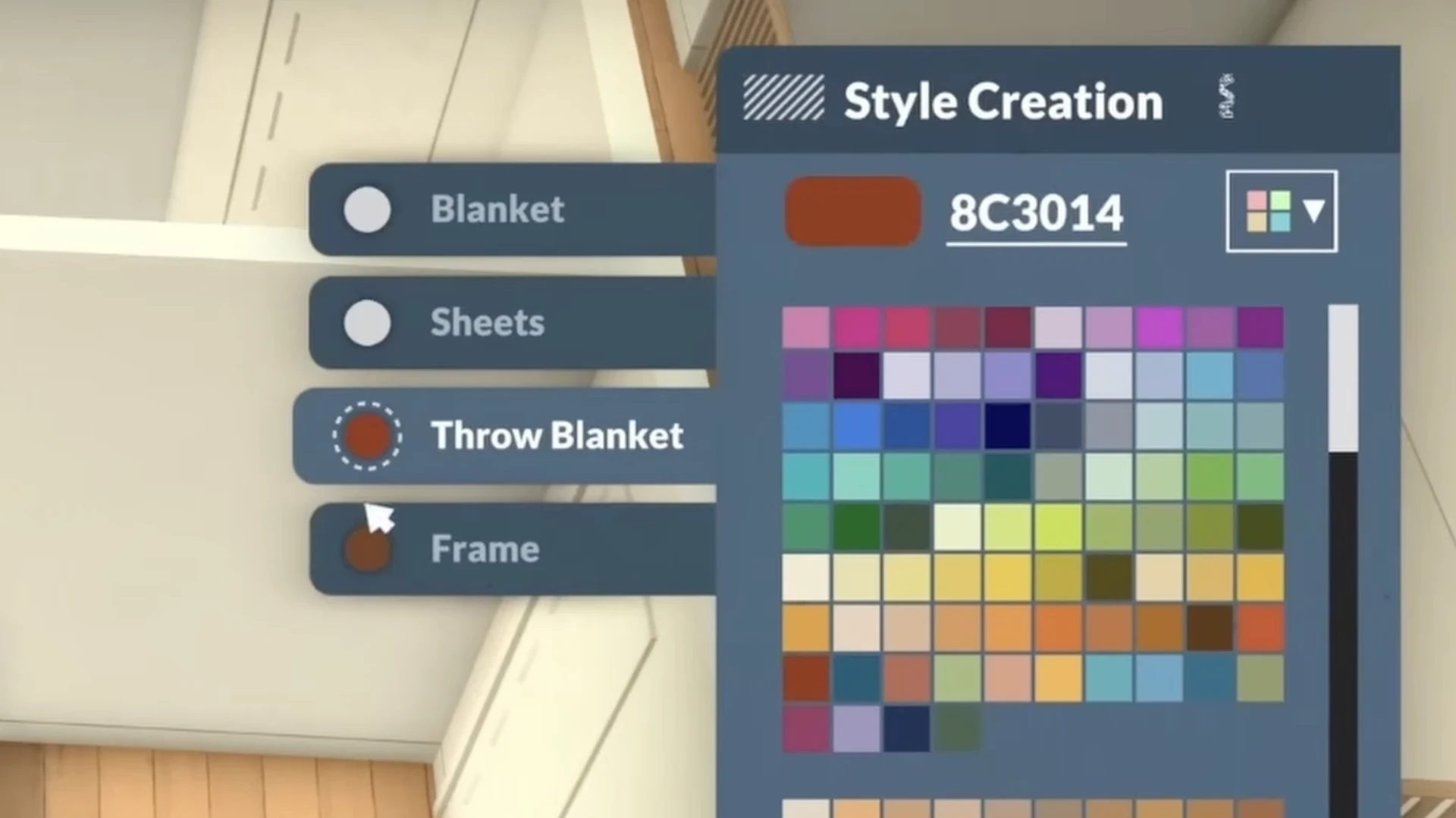 Color wheel for object customization in Paralives