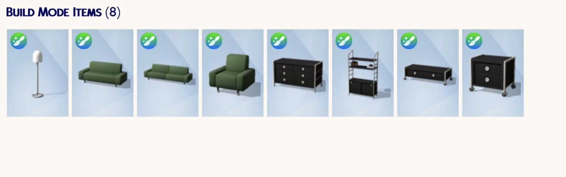 Chrome Living by TudTuds — pack items preview: modular storage and modern living room furniture (The Sims 4 Marketplace)