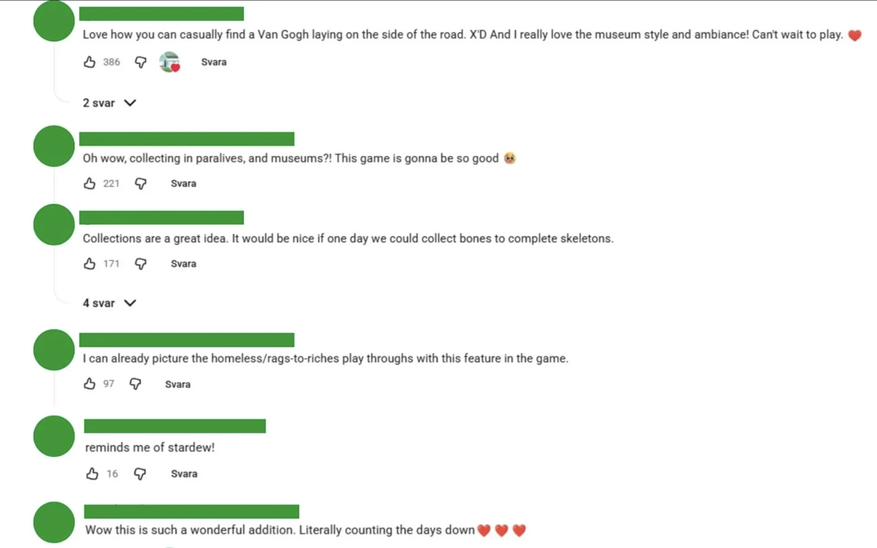 Paralives: реакция сообщества на анонс музея и коллекционирования (комментарии под видео)