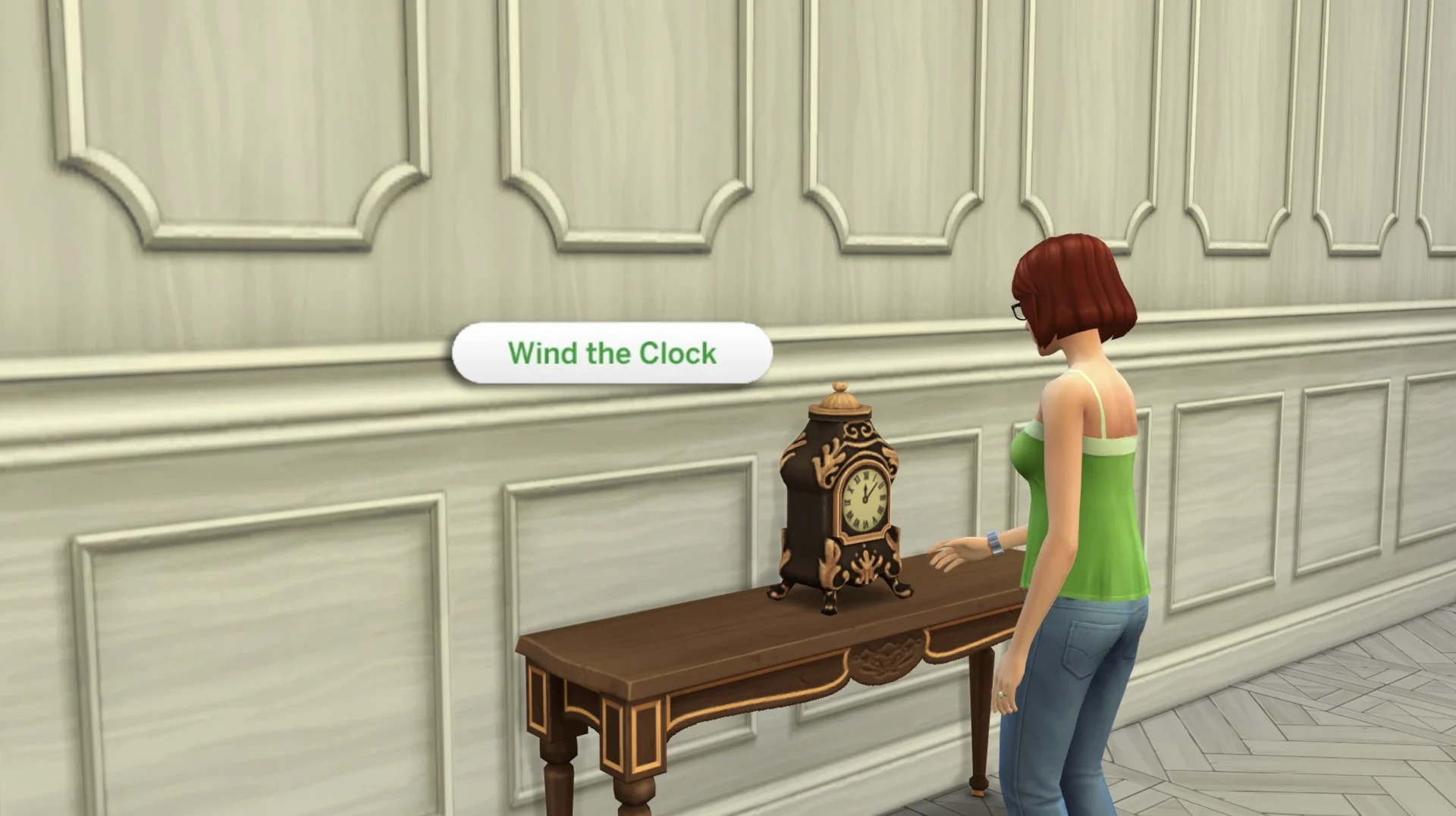 The Sims 4: взаимодействие с наградными часами из ивента «Леди Бриджертон» — действие «Завести часы» в режиме жизни