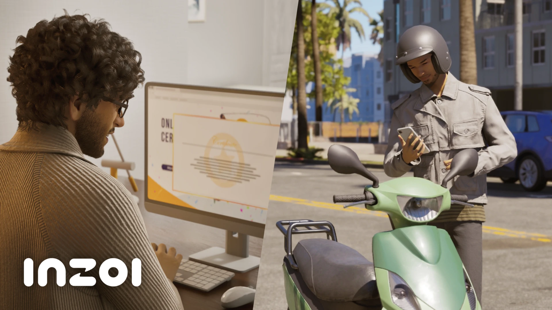 InZOI: новая система фриланса — получение лицензии, рост репутации и приложение для доходов (скриншот)