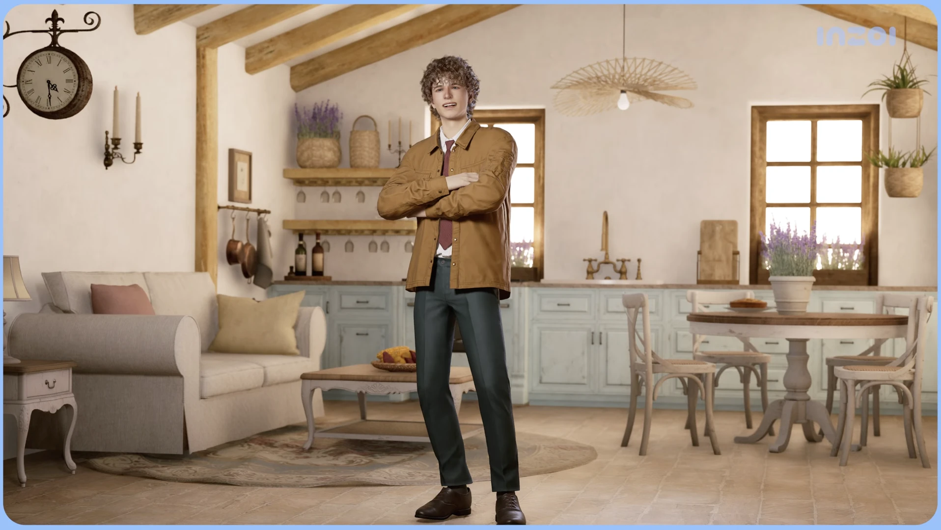 InZOI: новый фон фотостудии в редакторе персонажа (CAZ) в стиле уютной европейской деревни (скриншот)