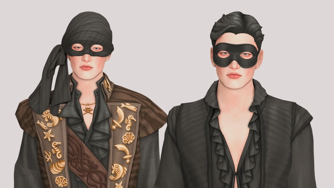 The Sims 4 × «Бриджертоны»: варианты аксессуаров из комплекта — маски, перчатки и детали образа для бала-маскарада