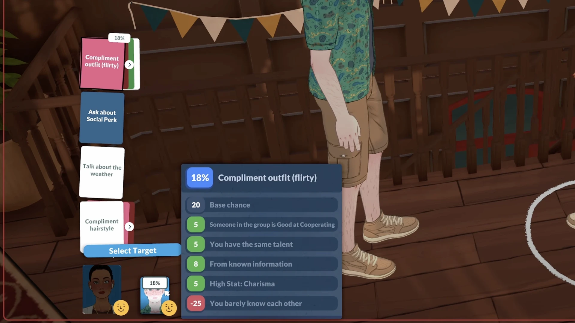 Relationship bar changes after a failed romantic interaction in Paralives