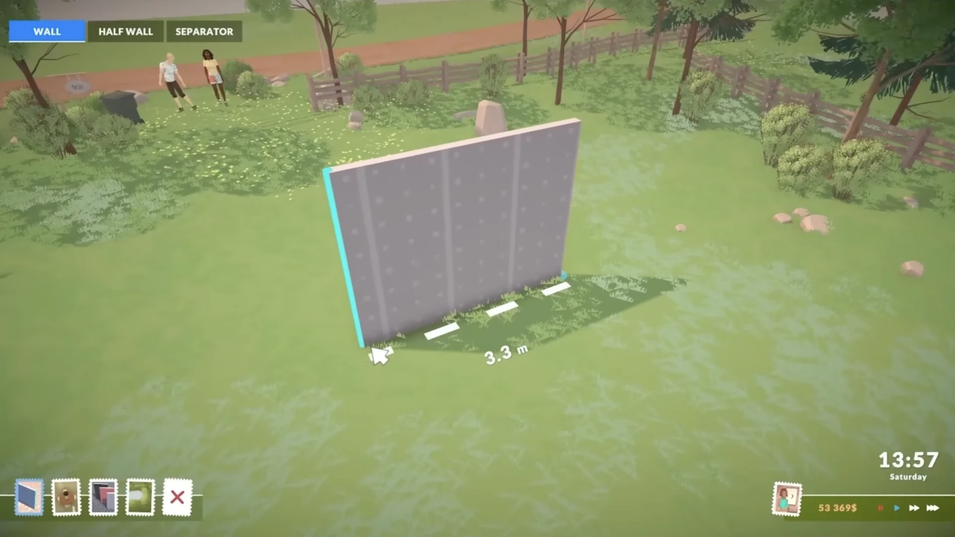 Gridless wall placement for creative layouts in Paralives
