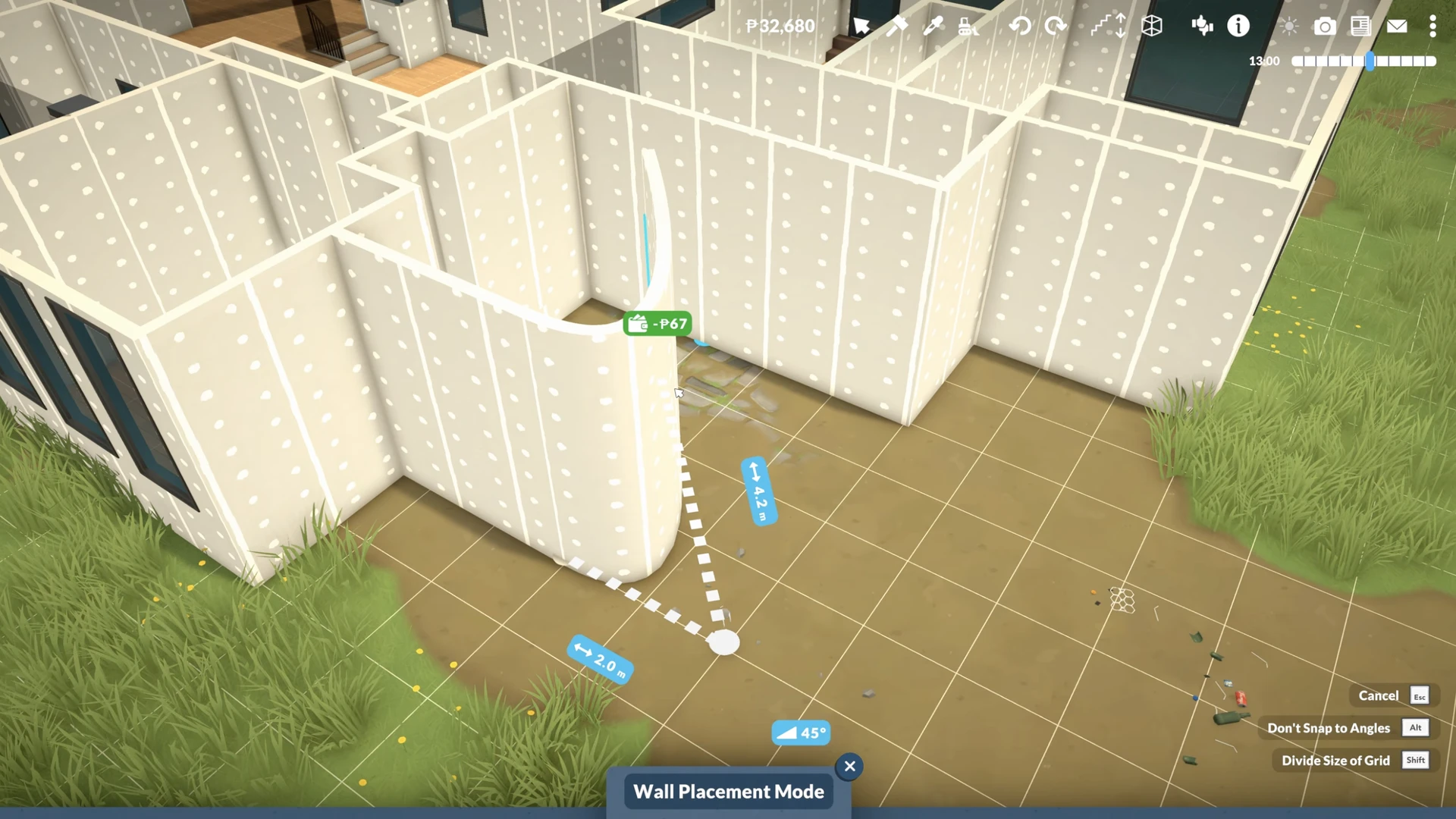 Building with gridless and curved walls in Paralives