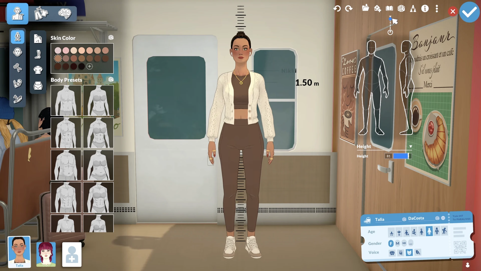 Appearance customization sliders for characters in Paralives