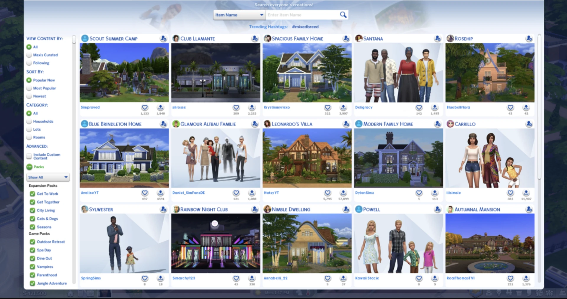 The Sims 4 Gallery search fix — filters now return correct results after the April 28 hotfix (screenshot)