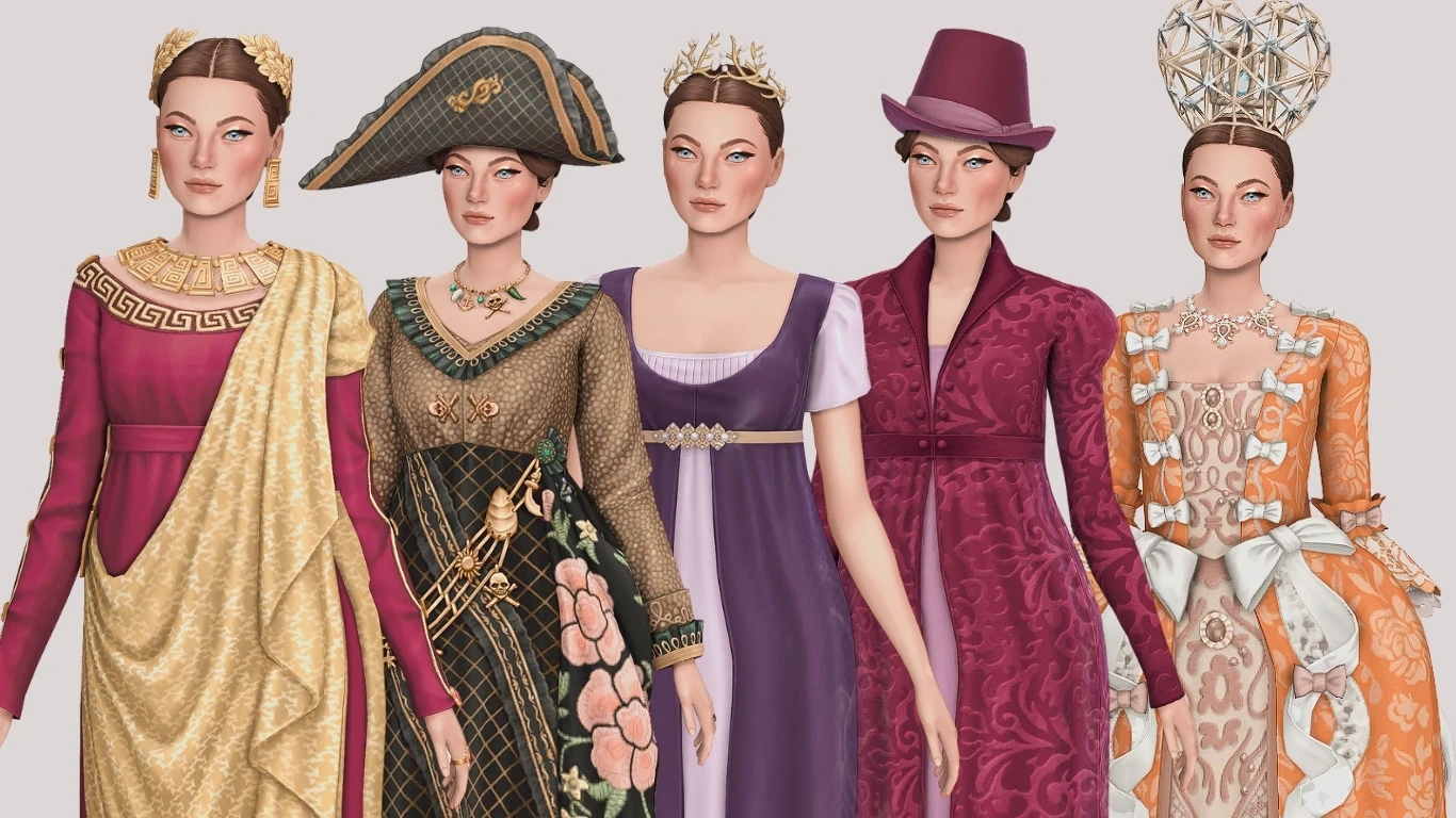 Головные уборы из комплекта The Sims 4 × «Бриджертоны»: шляпы и аксессуары для завершения образа на бал