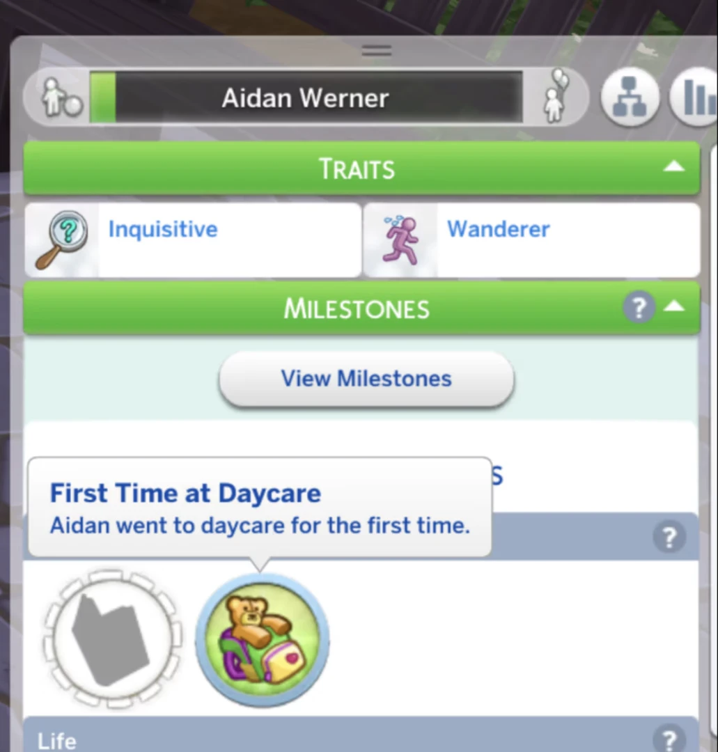 The Sims 4: рубеж «Первый день в детском саду» теперь корректно отображается в карточке сима у малышей и подростков