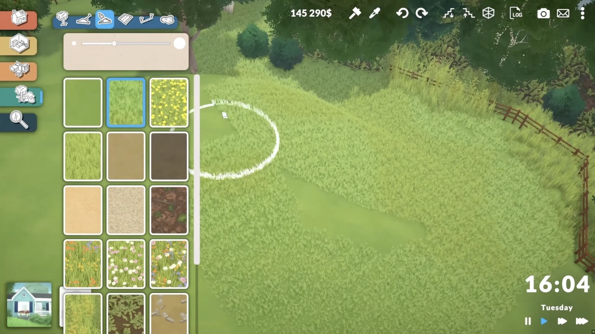 3D grass and flowers in Paralives landscape editor