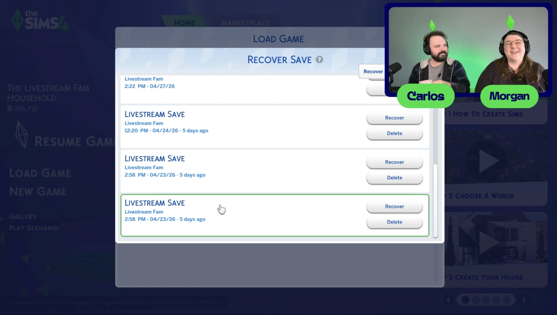 Бэкапы сохранений в The Sims 4: кнопка «Восстановить сохранение» и доступ к более старым версиям вплоть до месяца