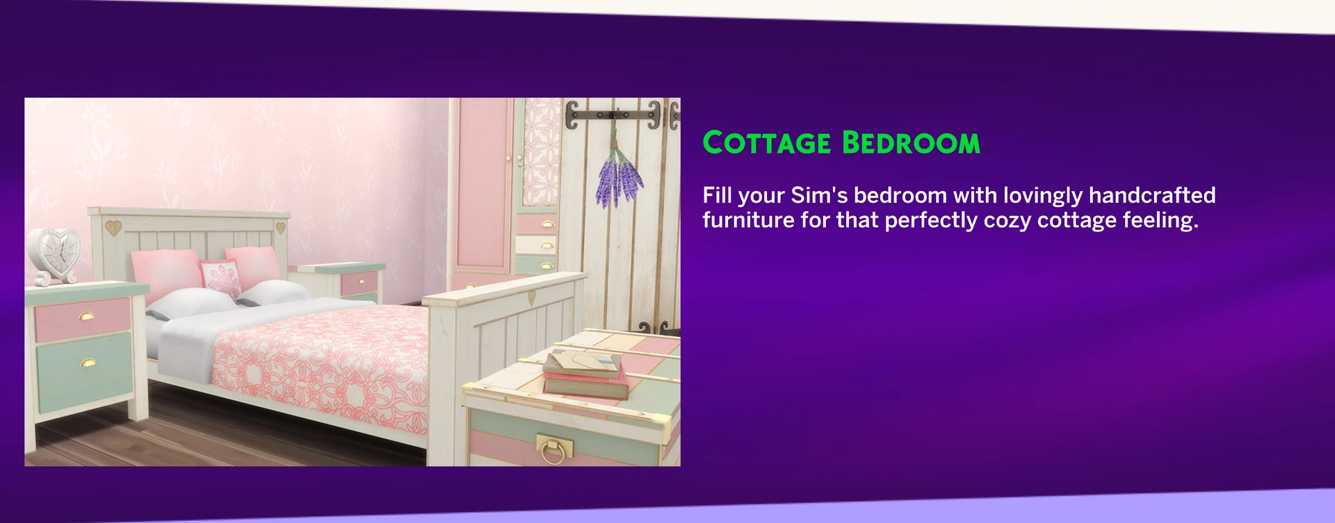 Cozy reading corner setup from the Sophie set in The Sims 4, featuring a reading chair and wooden divider