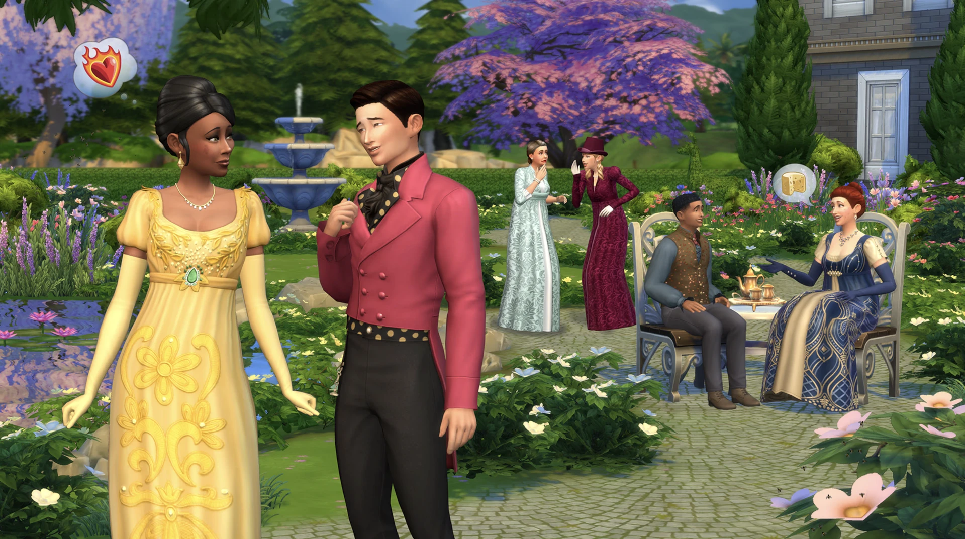 The Sims 4: комплект «Наряды для бала-маскарада у госпожи Бриджертон» — цена $6.99 и информация о покупке на PC, Mac и консолях