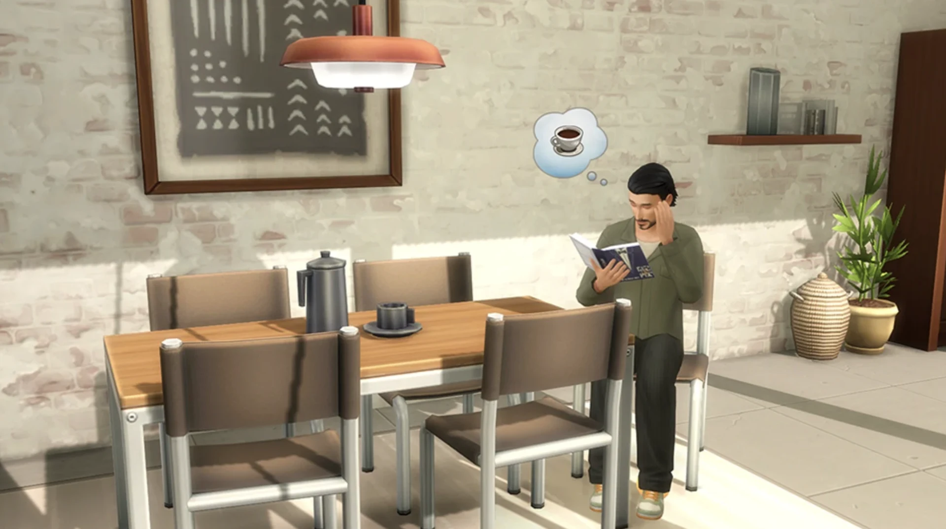 Krom N Dine Maker Pack by Pierisim — chrome-and-wood dining room set for The Sims 4 Marketplace (promo image)