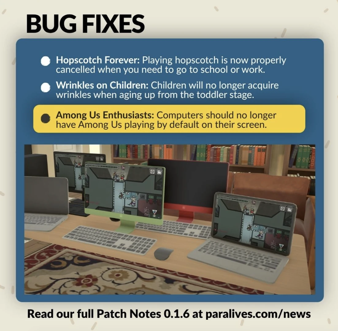 Computer screen no longer shows Among Us by default after update in Paralives