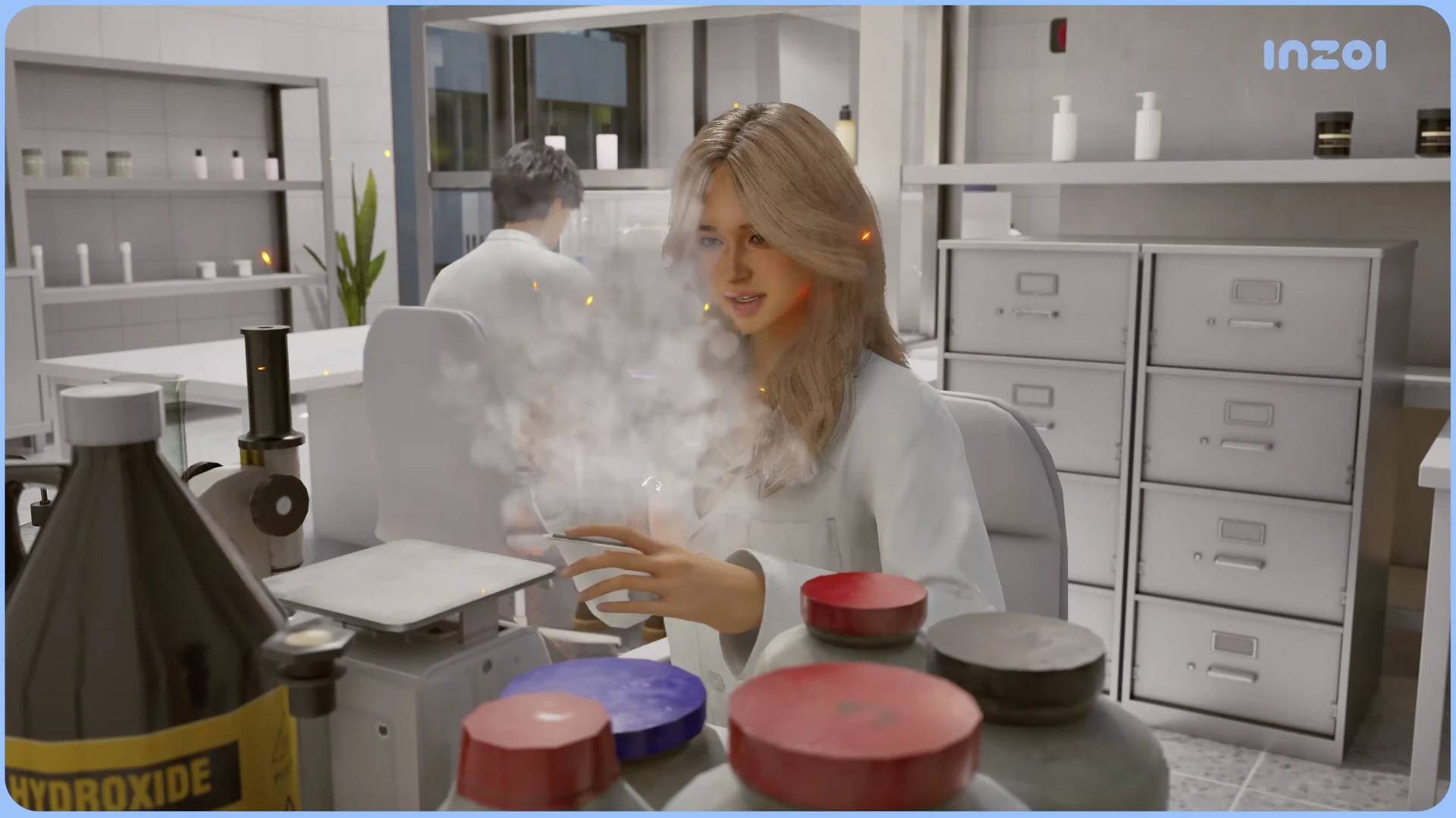 InZOI: командные проекты на работе — отслеживание прогресса и вклад сотрудника через телефон (скриншот)