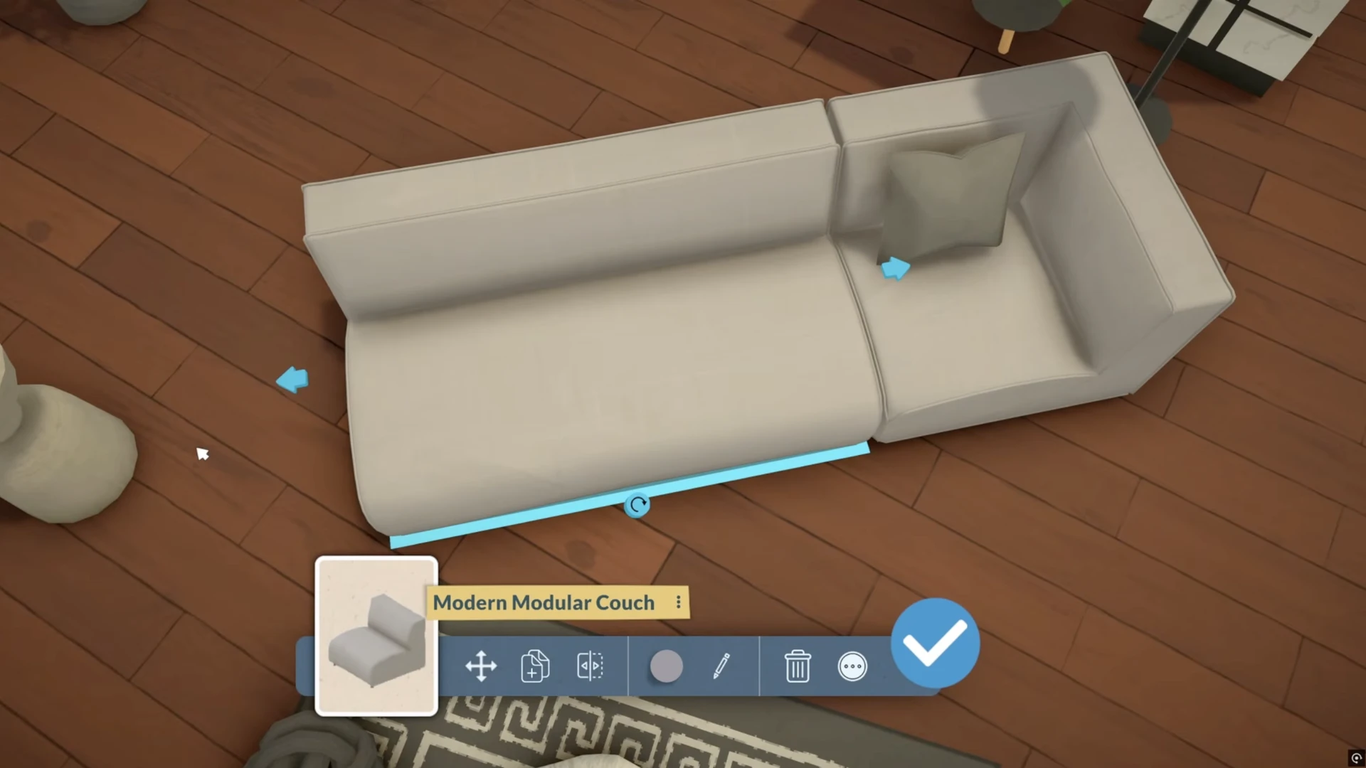 Modular sofa from individual sections with adjustable armrests in Paralives