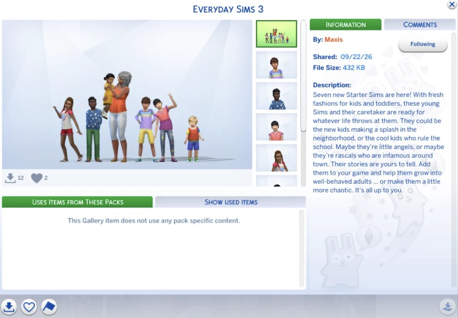The Sims 4 — новая семья из Галереи в обновлении, одета в новые стилизованные образы для детей и малышей