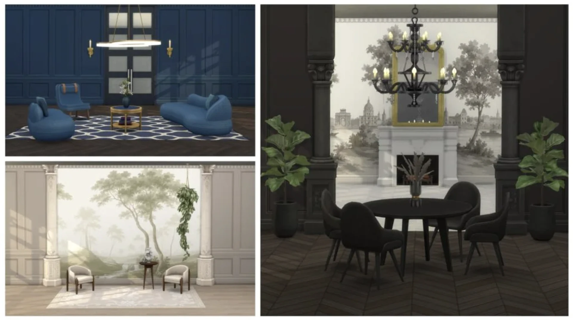 Modern interior featuring panels and parquet flooring from the Haussmann Walls & Floors set