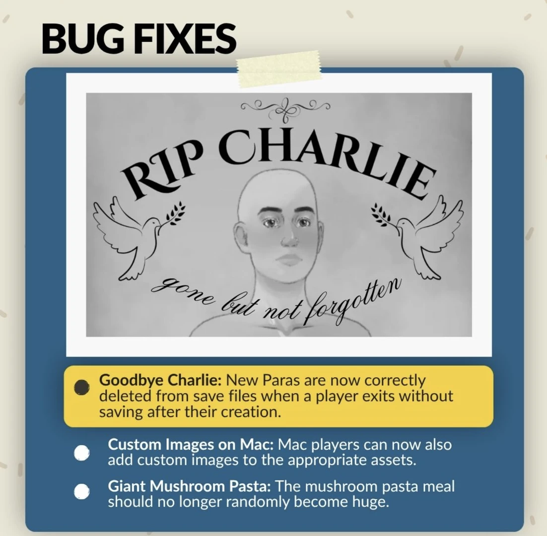 Parafolk disappearing from save file — Charlie bug finally fixed in Paralives patch