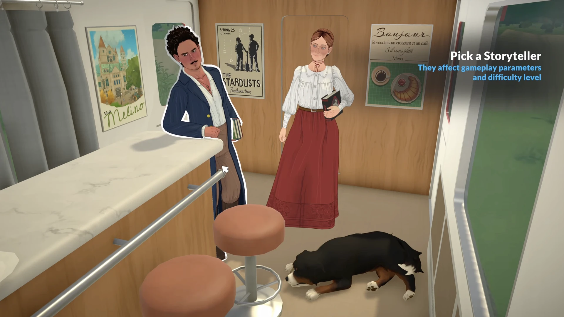 Choosing a storyteller and narrative style in Paralives gameplay