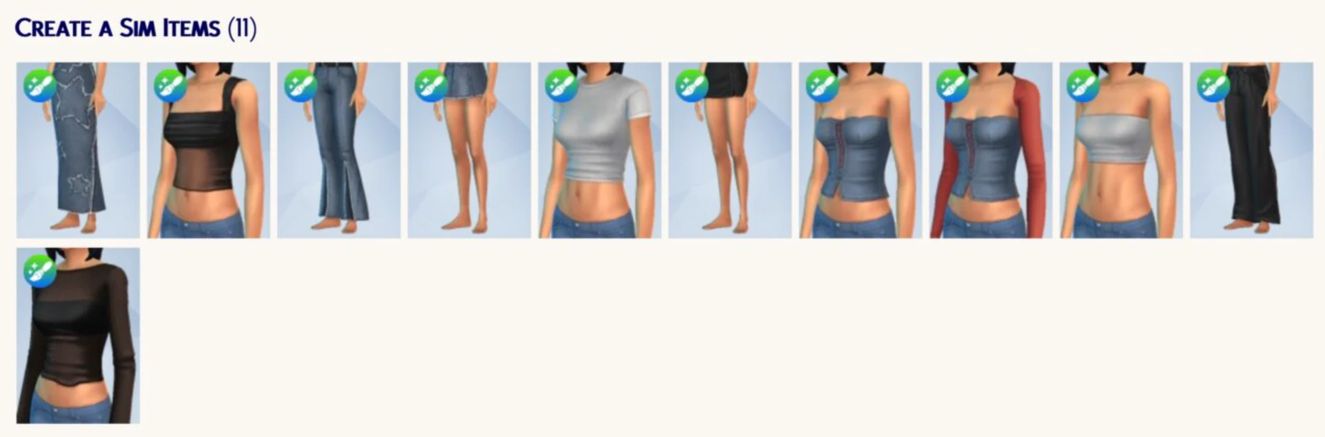 Urban Refined CAS set by TwistedCat — preview of streetwear-meets-elegance outfits and clothing items (screenshot)