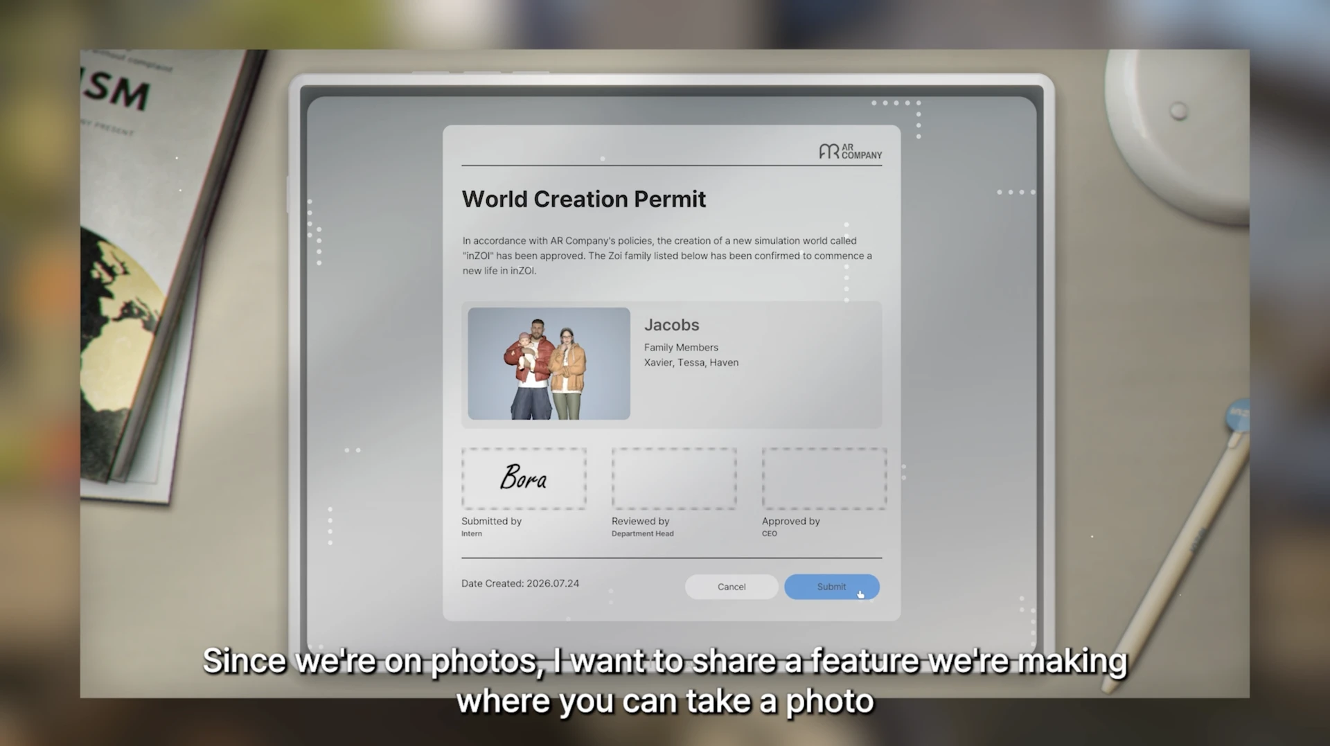 Group posing of family members for portraits in Create‑A‑Zoi, InZOI