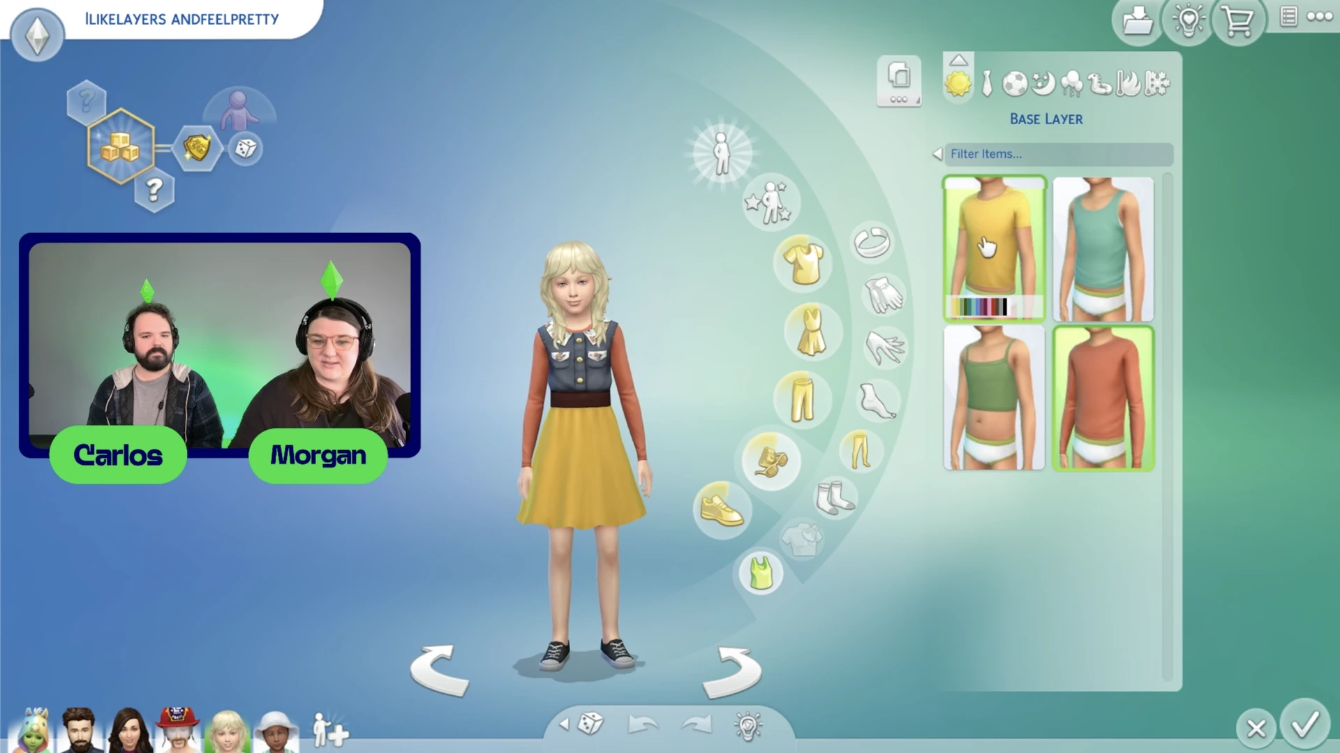 Базовые слои для детей в The Sims 4: четыре варианта — две майки и две футболки с длинным рукавом