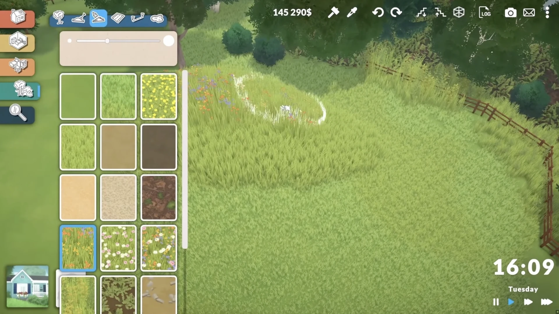 Painting surfaces with 3D grass and flowers in Paralives