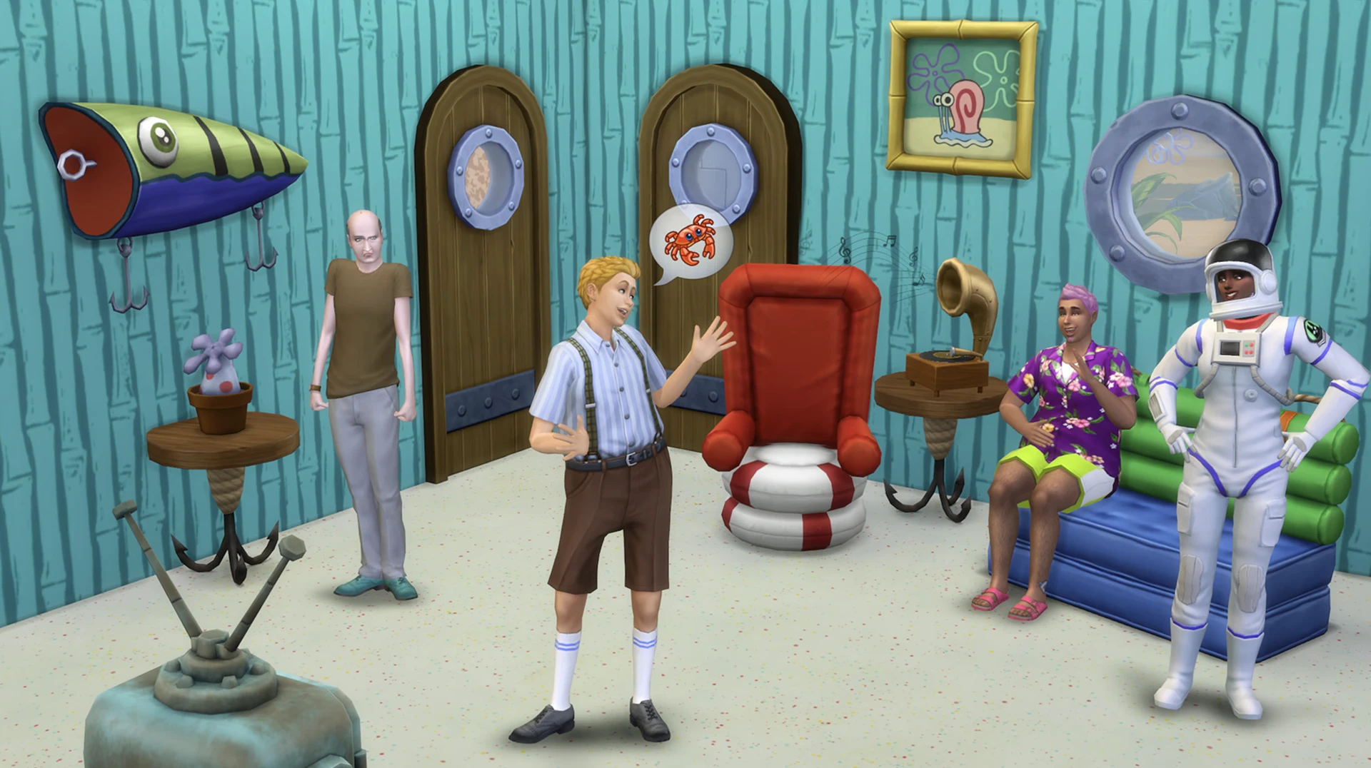 Скриншот предметов из наабора «SpongeBob Kid’s Room» The Sims 4